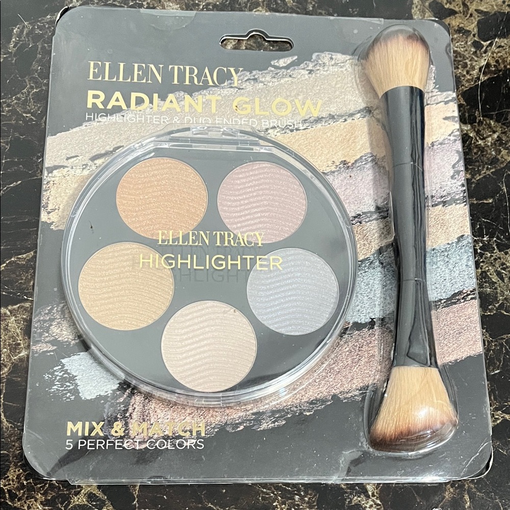 Ellen Tracy Highlighter Palette - Champagne, Pink, Gold, Pearl, Silver